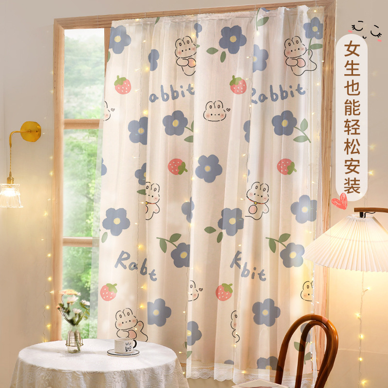 Picture of Double-layer strong shading curtain non-perforated living room bedroom finished curtain hotel bay window printed fabric curtain wholesale