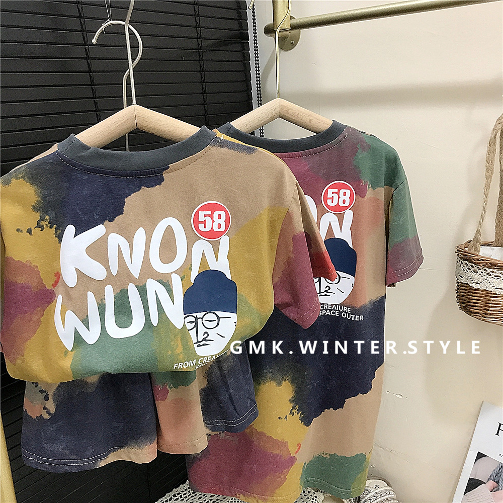 Children's Short-sleeved T-shirt Summer Sister and Brother's Wear Boys' Loose Top Shorts suit Girls' Baby's Mid-length T-shirt Skirt