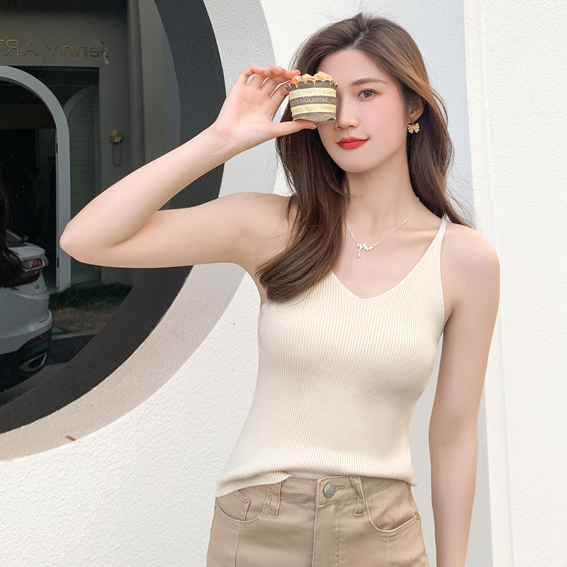 Picture of 2025 Spring and Summer Camisole Women's Spice Girl Short Knitted Casual Slim-fit Sleeveless Base Top