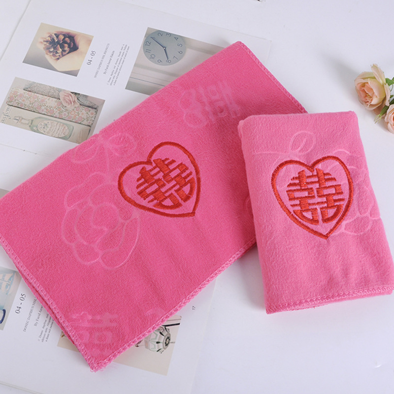 Picture of Wedding wedding gift Red Wedding towel pink towel embroidered gift bag 35.75 large towel
