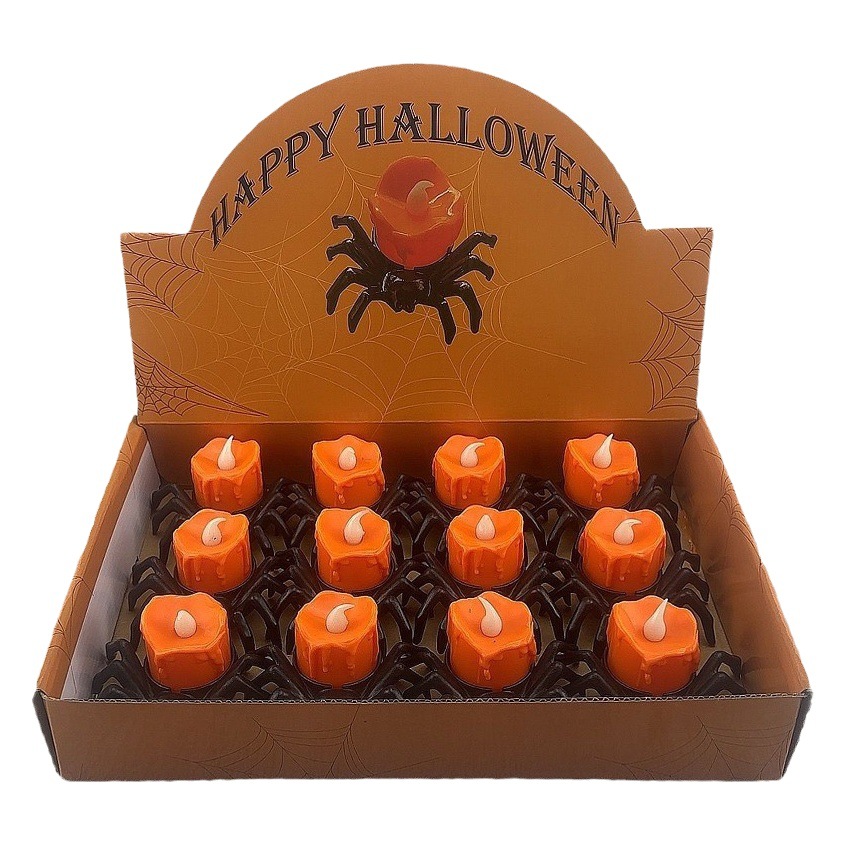 Cross-border Halloween spider candle LED light pumpkin ghost head lantern Haunted House Party decoration candle