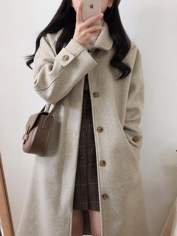 Picture of 2025 autumn and winter new Korean version of loose thin thick knee woolen coat plus size woolen coat women's long