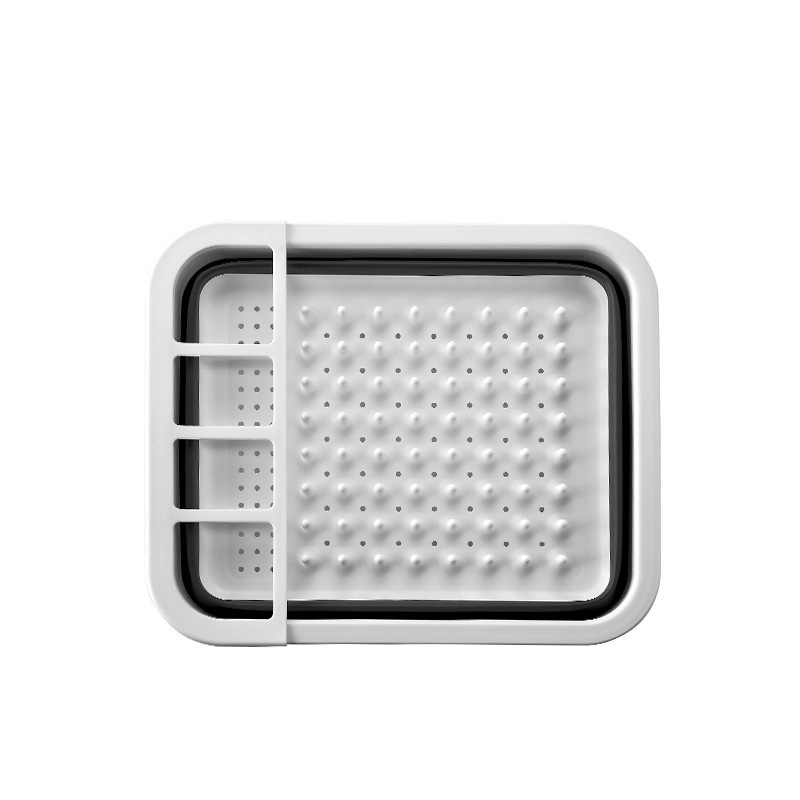 Picture of Foldable Kitchen Household Storage Rack Draining Basket Plastic Storage Rack Retractable Bowl and Dish Rack Retractable Contrast Color