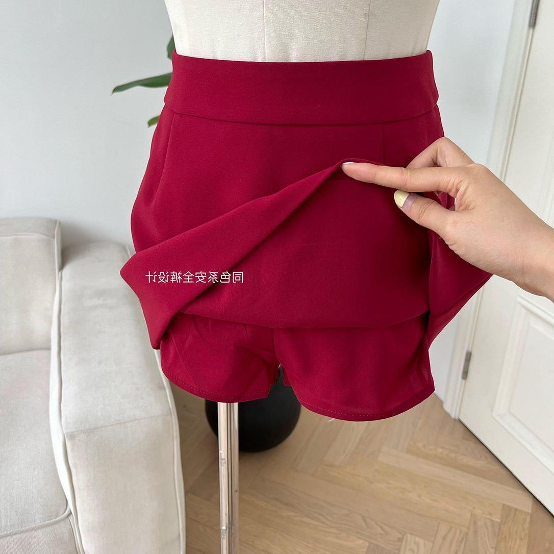 Red Hot Girl Skirt Women's Summer New Style Anti-Exposed Short Skirt Easiest for Match Slim High Waist Korean A-Line Skirt