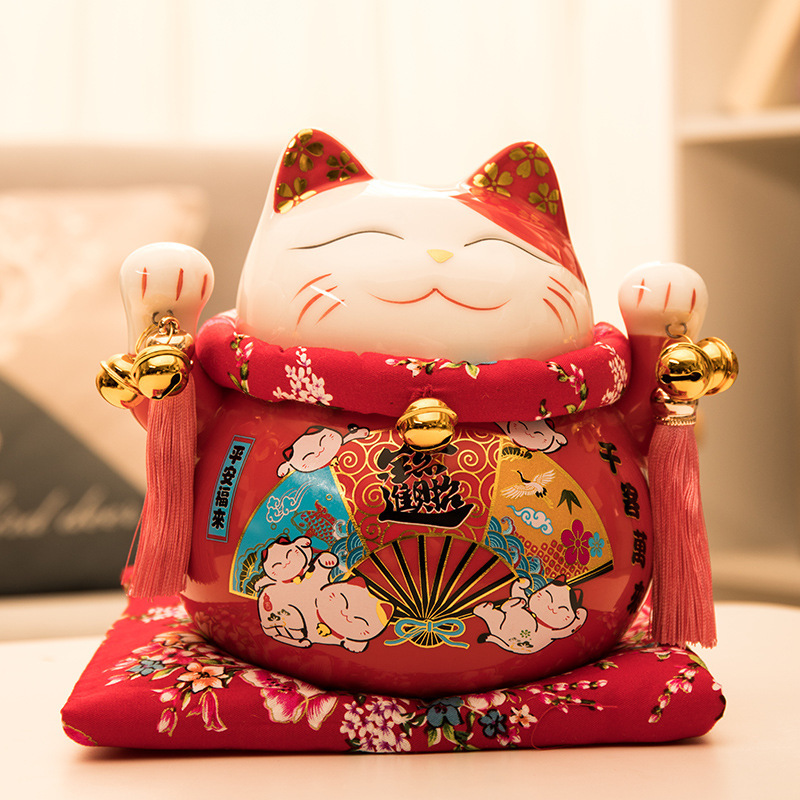 Picture of Lucky Cat Ornaments Creative Gift Decorations Japanese Piggy Bank Large Ceramic Living Room Shop Opening Lucky Cat