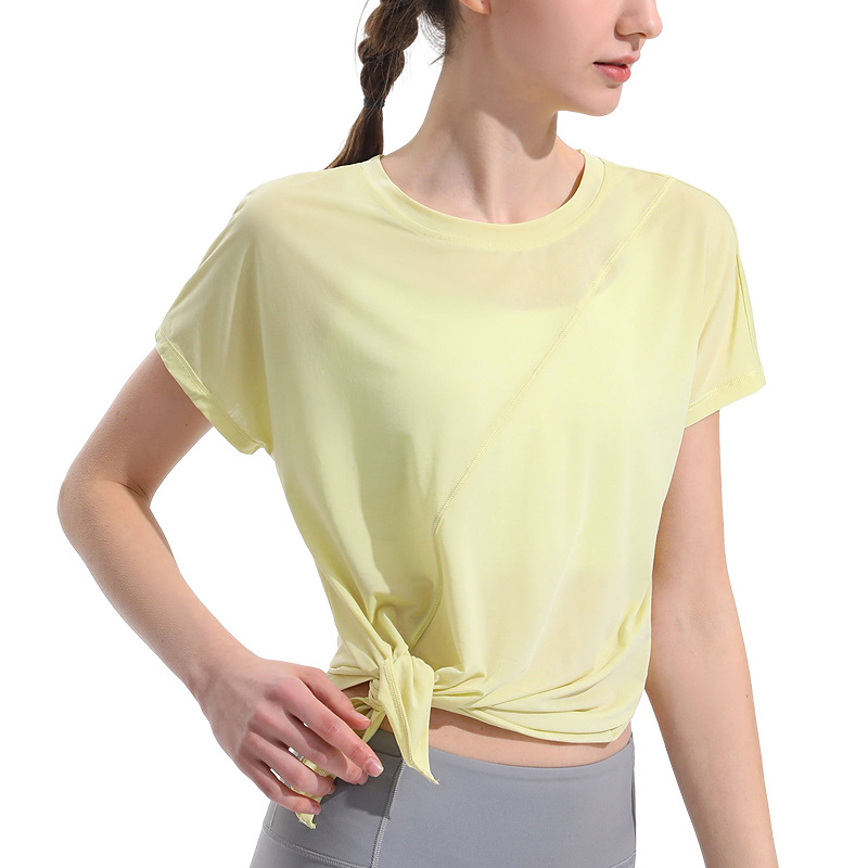 Picture of Sports Yoga Clothes Blouse Women's Loose Breathable Quick-drying Clothes European and American Fitness Clothes Top Yoga Vest Short-sleeved T-shirt