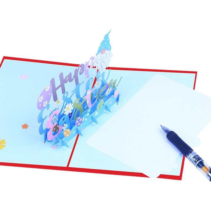 Picture of Factory supply new cross-border Easter stereo greeting card 3D holiday blessing card rabbit egg paper carving greeting card