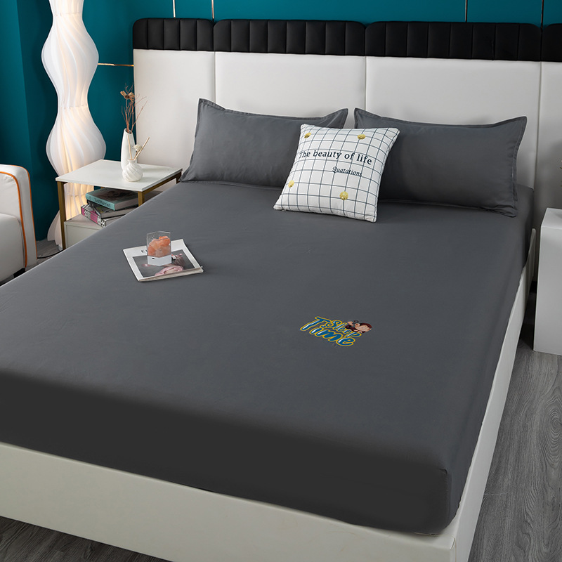 Picture of Bed sheet single-piece fitted sheet all-inclusive bedspread mattress protective cover washed cotton summer maternal and child washed cotton fitted sheet three-piece set