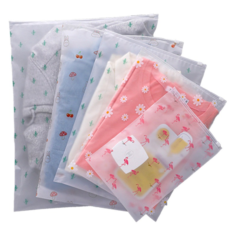 Printed Frosted Zipper Bag Clothing Packaging Bag Pe Zipper Ziplock Bag Towel Clothing Zipper Type
