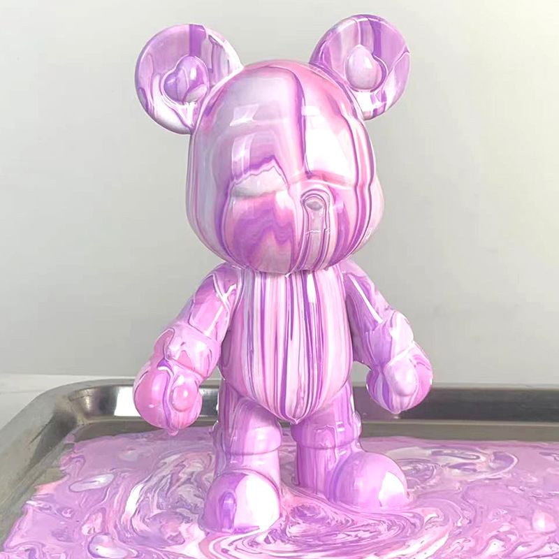 Picture of Internet Celebrity Fluid Bear Handmade DIY Material Homemade White Embryo Ornament Pigment Violent Bear Dye Painted Bear Gift