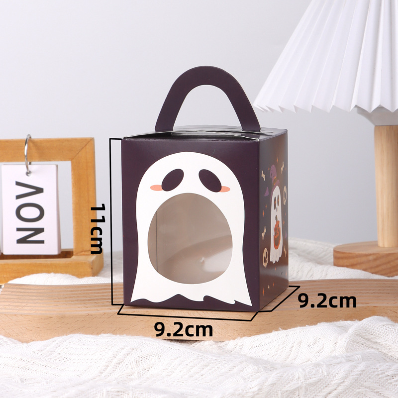 Picture of Halloween 1 Pack Portable Open Window Cupcake Packaging Box Ma Fen Box Egg Tart Box Baking Dessert Packaging Box