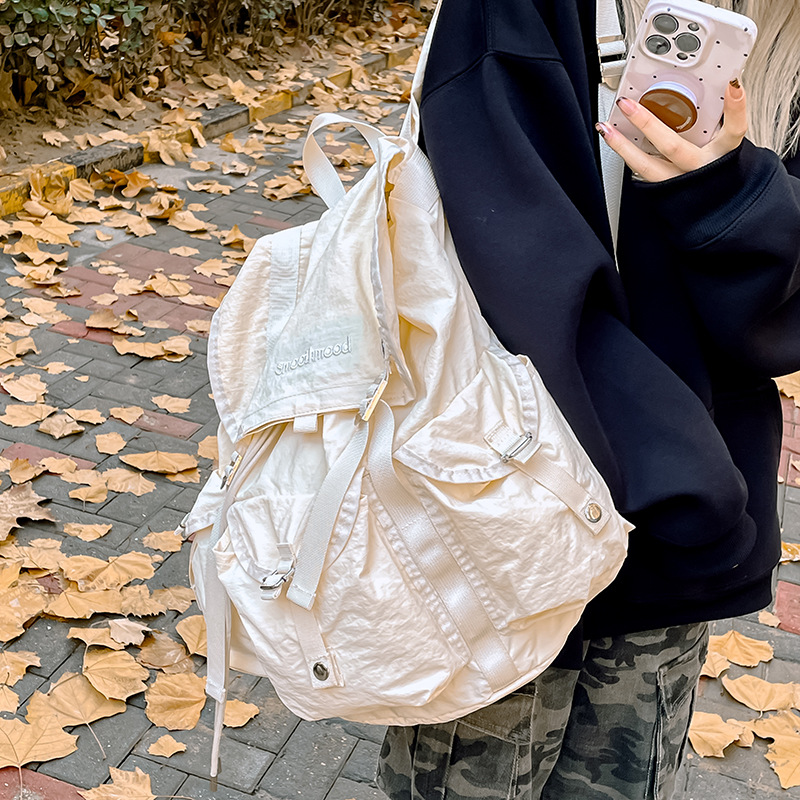 Picture of Korean Niche Design Casual Pleated Backpack 2025 New Nylon Versatile Large Capacity Lightweight Travel Backpack