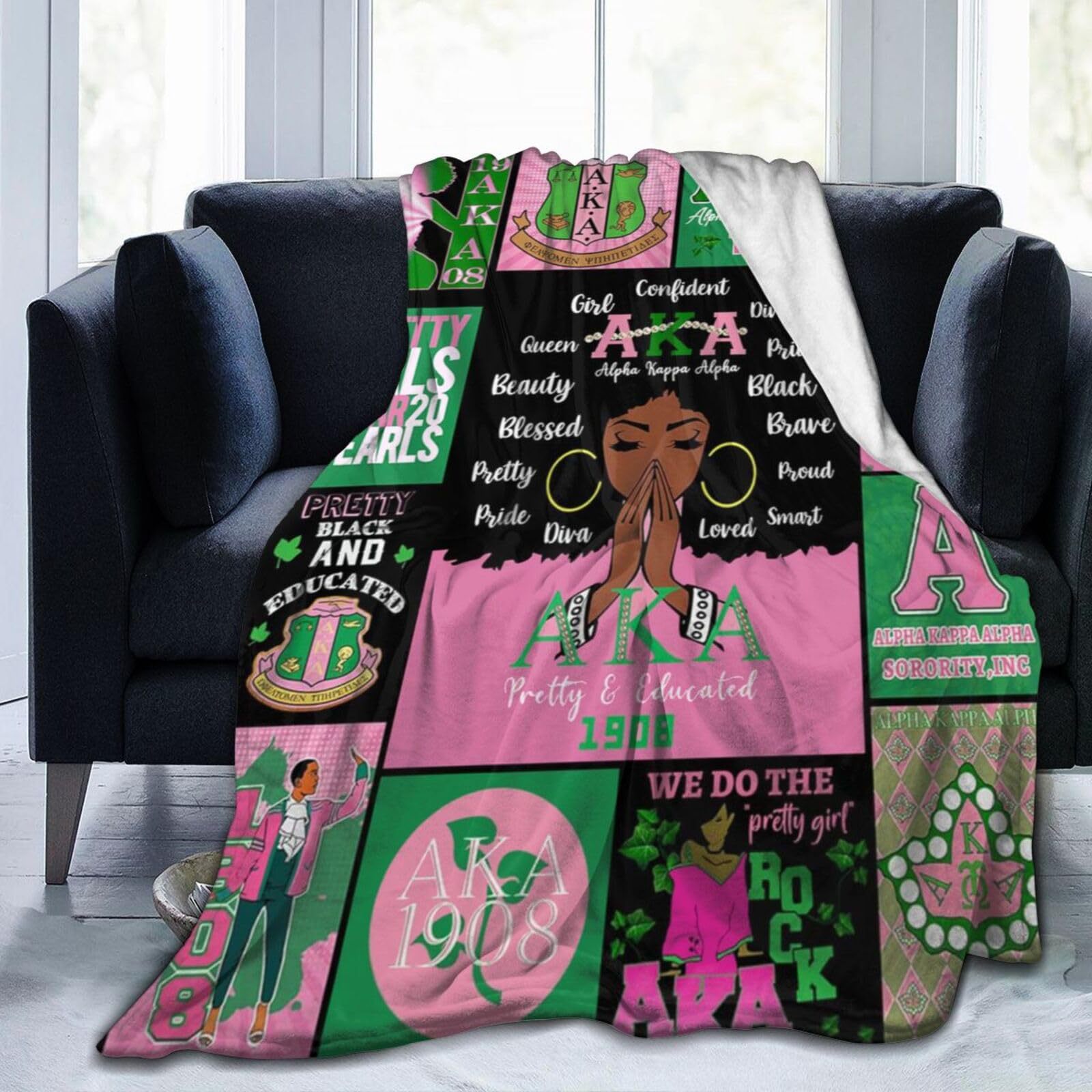 Picture of Cross Border AKA Girl Blanket Sorority Gift Soft Flannel Blanket Sisterhood Blanket for Women