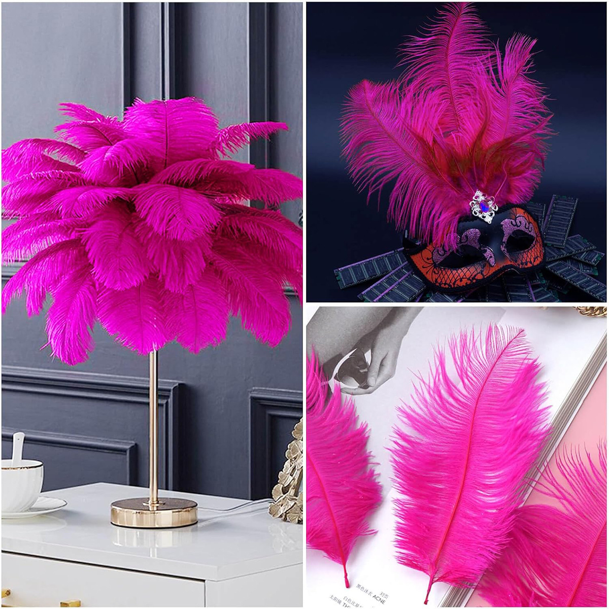 Picture of 20-25cm Ostrich Feathers Wholesale Manufacturer in Stock Wedding Decoration Feathers DIY Crafts Stage Costumes Ostrich Feathers