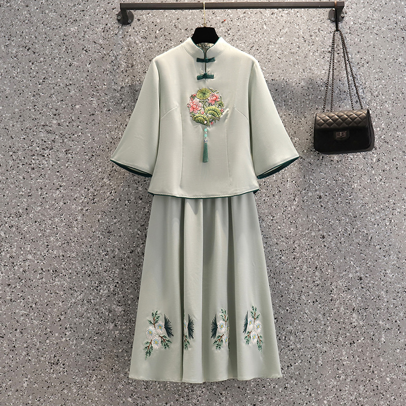 Picture of Republic of China Style Tang Suit Women's Clothing Improved Cheongsam Ear-picking Clothing Zen Style Young Tea Artist's Top Middle Sleeve suit Women