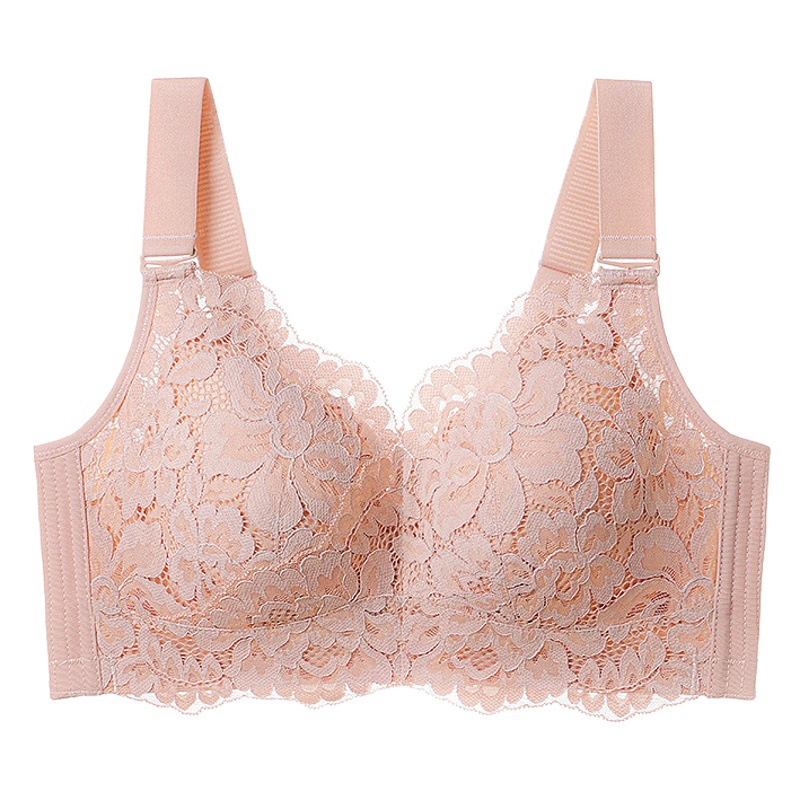 2023 New Product Big Breasts Showing Small Bra Thin Intimates No Steel Ring Push-Up Ultra-Thin Sexy Lace Breast-Retracting Bra