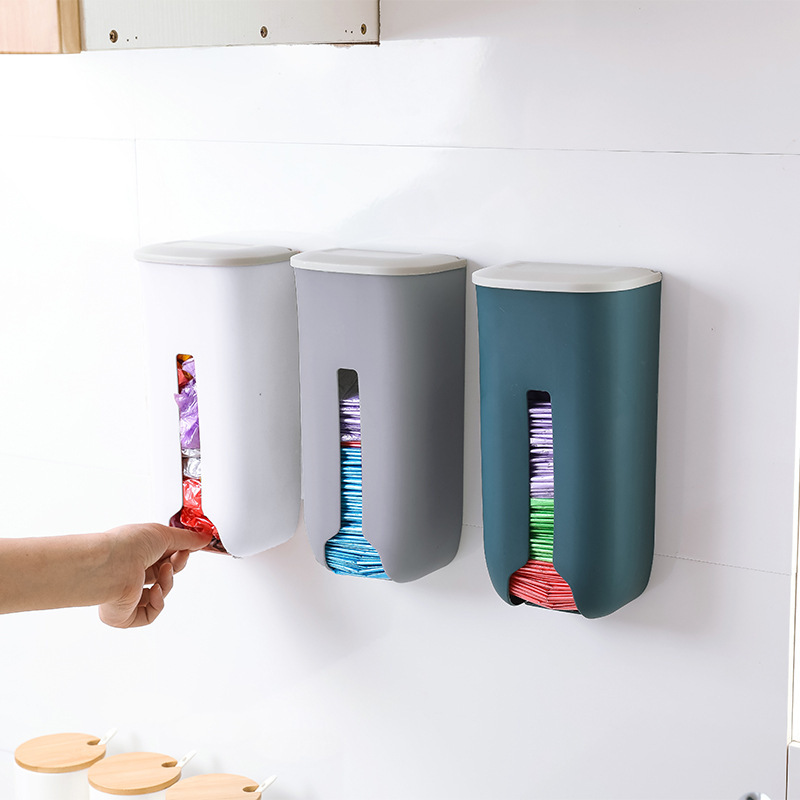 Punch-free Kitchen Flip Garbage Bag Storage Box Plastic Bag Organize Storage Box Bag Rectable Wall-mounted Storage