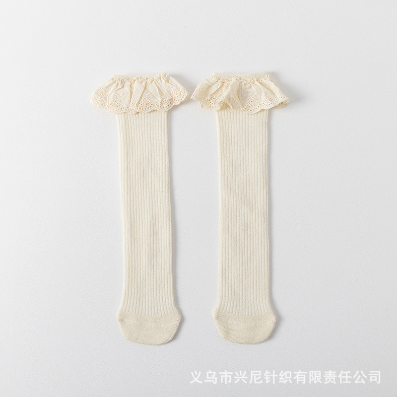 Picture of New children's socks spring and autumn girls large children's socks without heel tube socks South Korea lace baby cotton socks wholesale