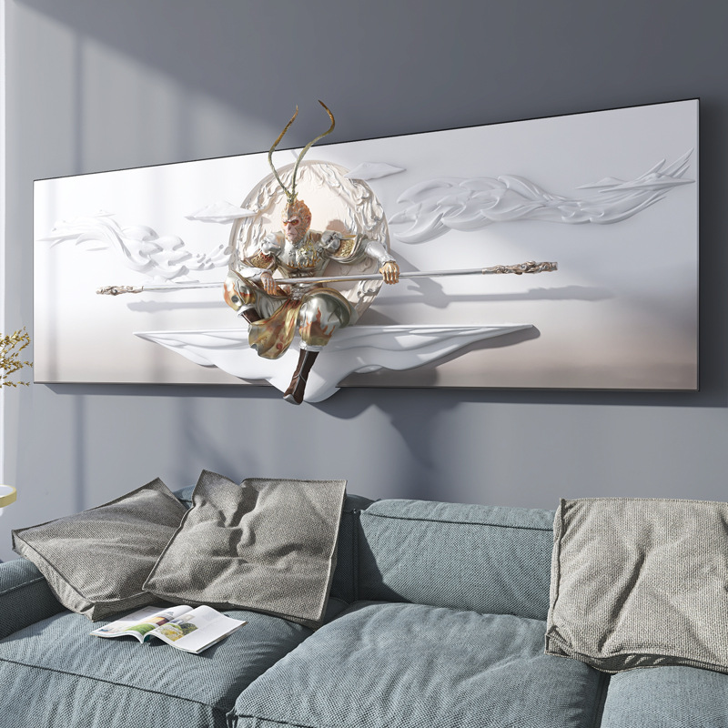 Three-dimensional relief painting living room decorative painting Monkey King Monkey King painting sofa background wall mural painting