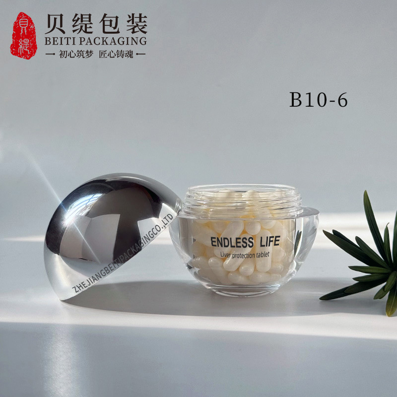 Factory acrylic health care bottle transparent unique Dendrobium 20g spherical saffron bottle