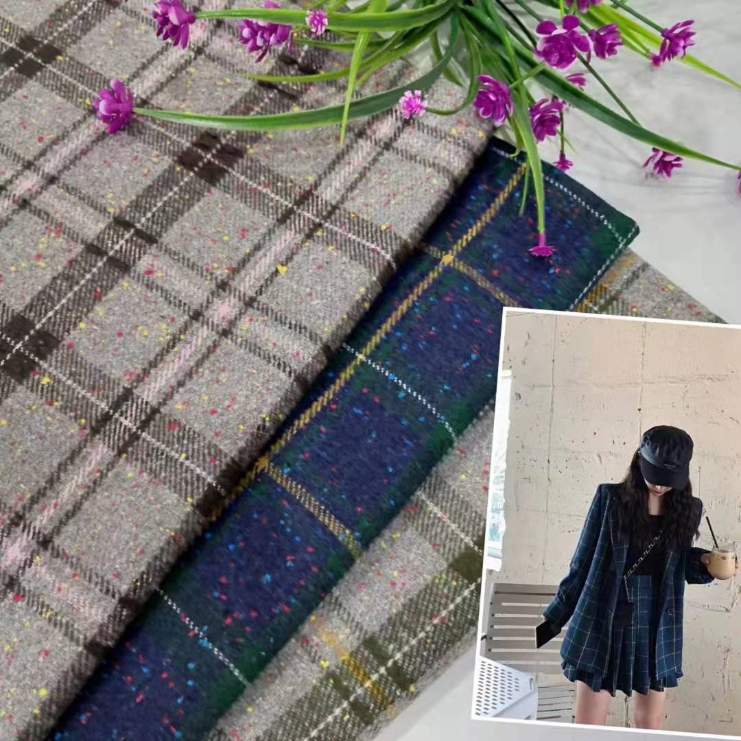 Spot autumn and winter woolen plaid overalls fashion skirts shoes and hats bags children's clothing colorful plaid woolen fabric