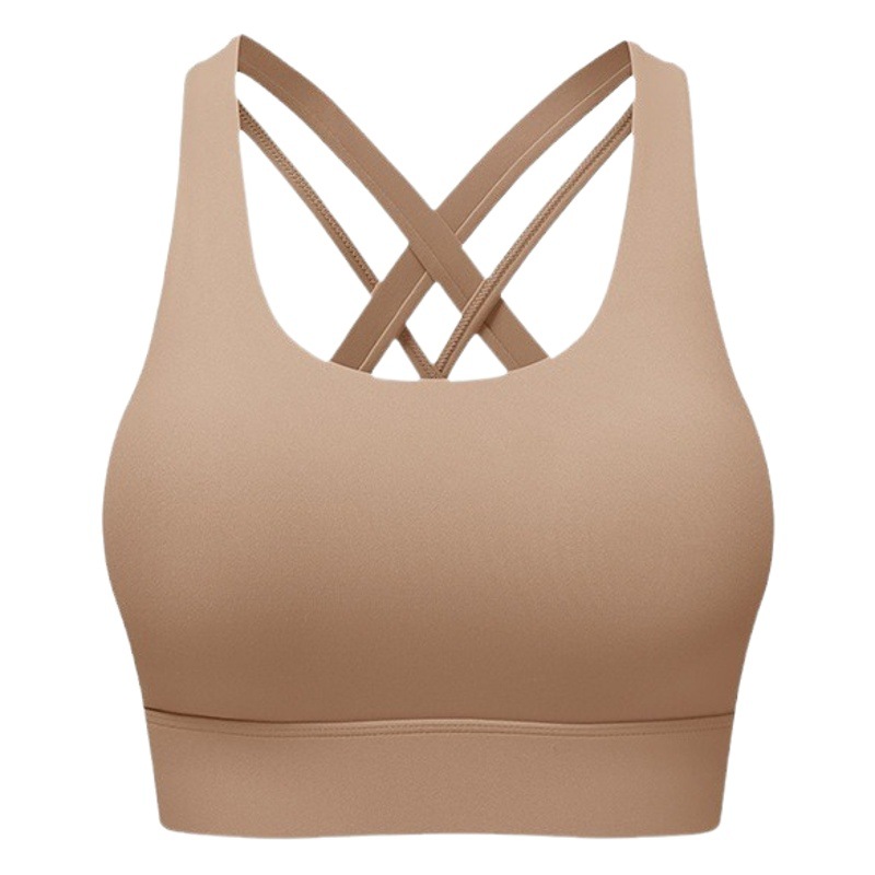 Upgraded Naked Cross Back Integrated Fixed Cup Sports Bra Yoga Running Fitness Sports Underwear for Women