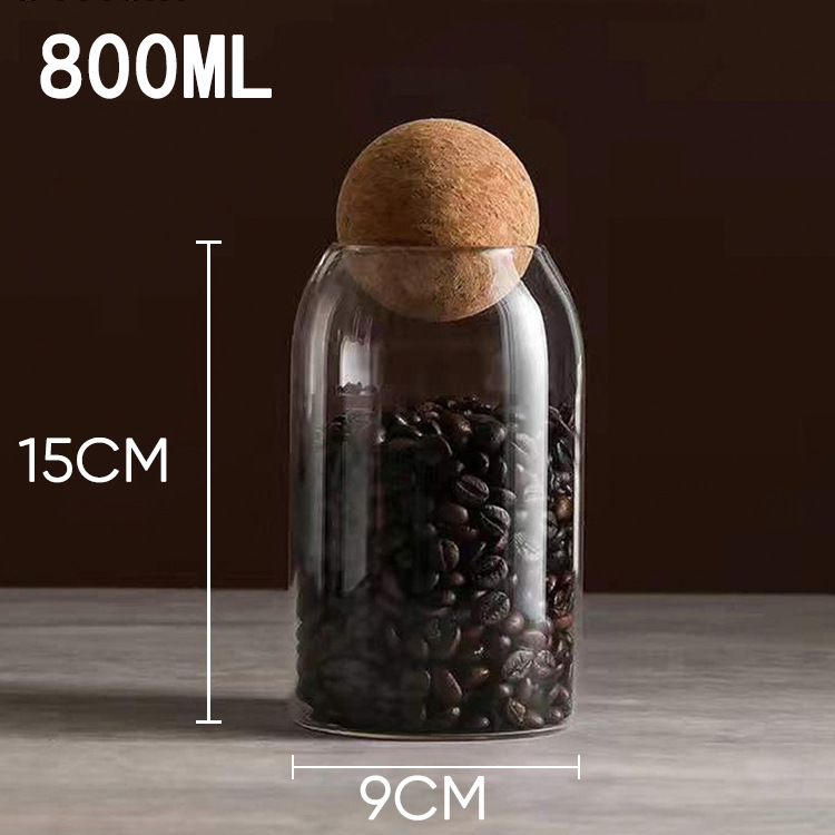 Picture of Light Luxury Transparent Round Glass Jar Cork Ball suit Sealed Jar Household Kitchen Storage Coffee Bean Storage Jar