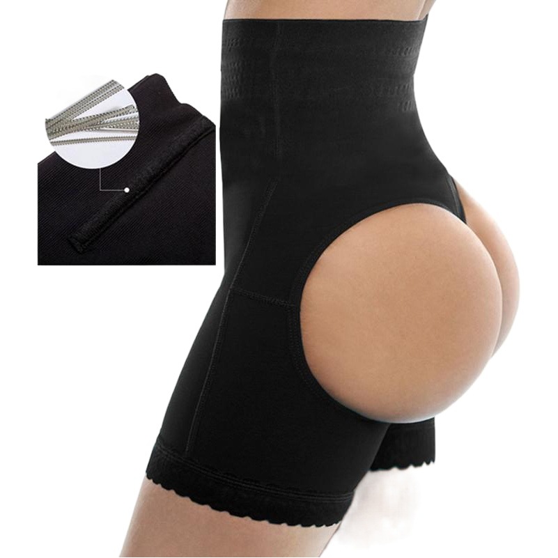 Seamless High Waist Open Hip Adjustable Shaping Pants 4 Memory Steel Bone Waist Lace Leakage PP Hip-lifting and Belly-tucking Underwear