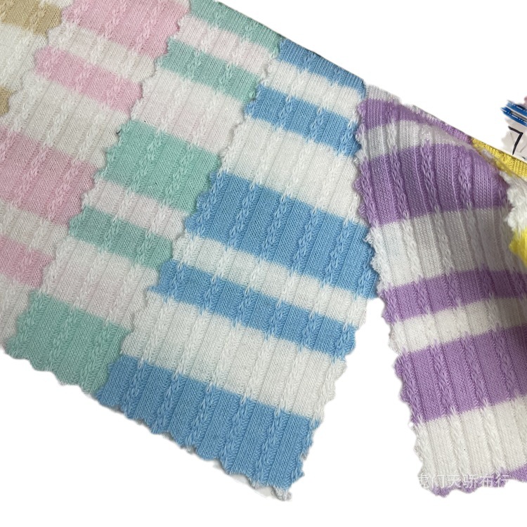 Picture of Spring and Summer new knitted TR yarn-dyed rib jacquard 220g size yarn-dyed horizontal fancy rib Jacquard