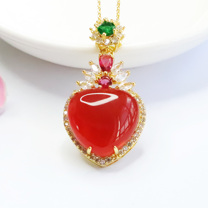 Picture of Yuyu natural red agate pendant chalcedony love necklace cross-border best selling factory wholesale generation MN2102001
