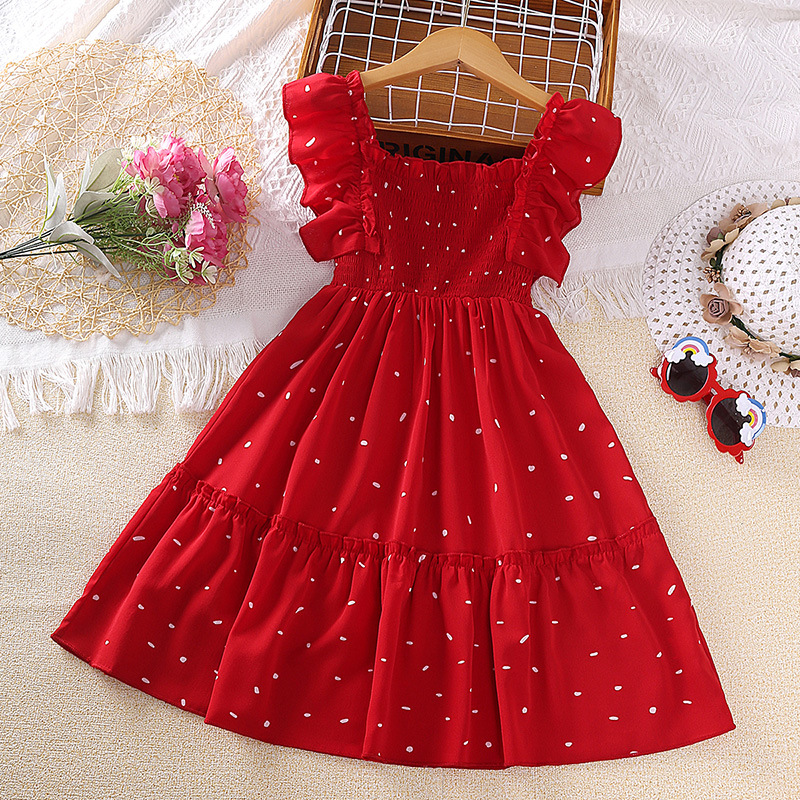 Picture of Korean version of girls dress summer explosions children's clothing 2025 new western style big children's short sleeve princess skirt wholesale