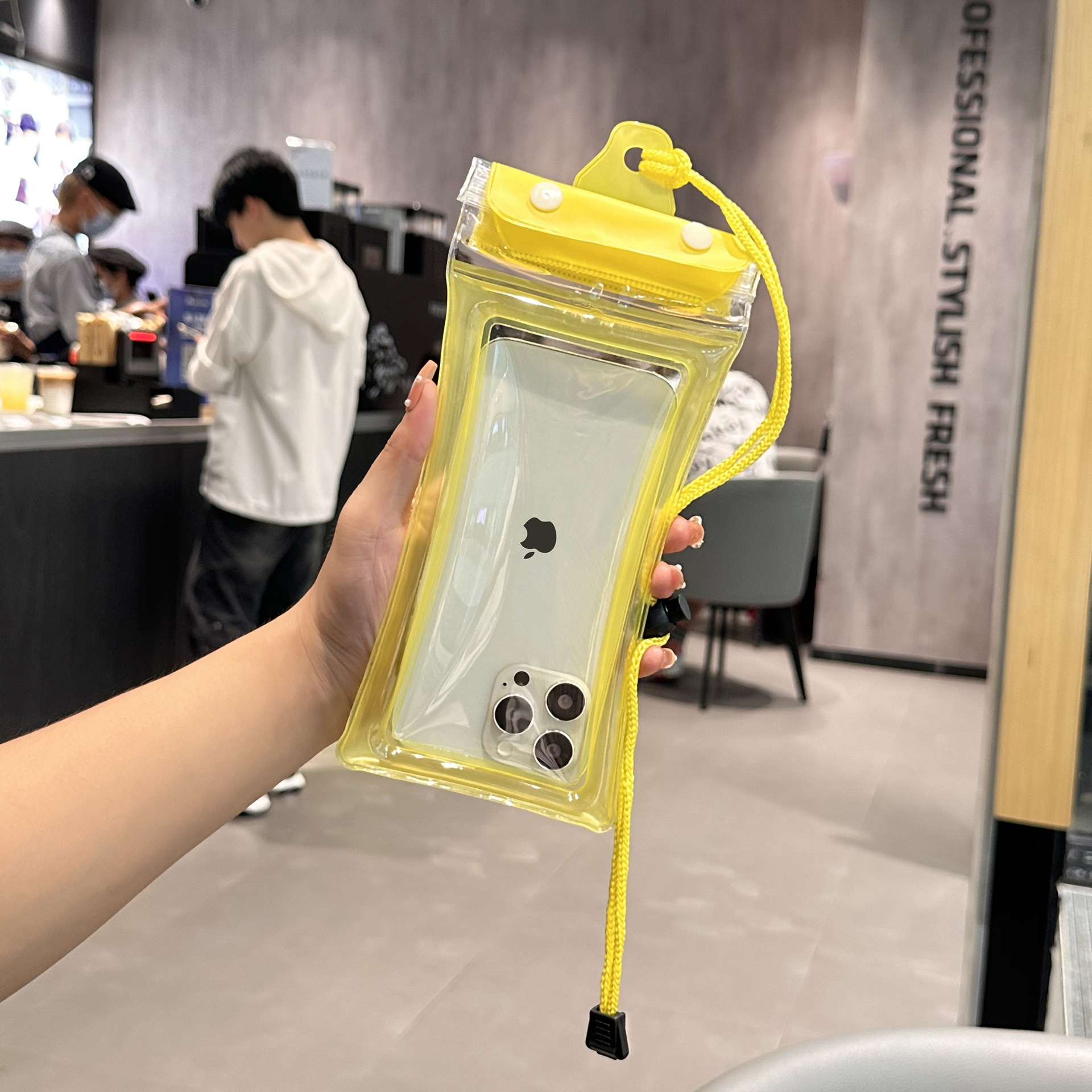 Picture of Cross-border Three Sealed Mobile Phone Waterproof Bag with Touch Screen, Swimming Air Bag, Rafting Halter, Waterproof Mobile Phone Case, Transparent