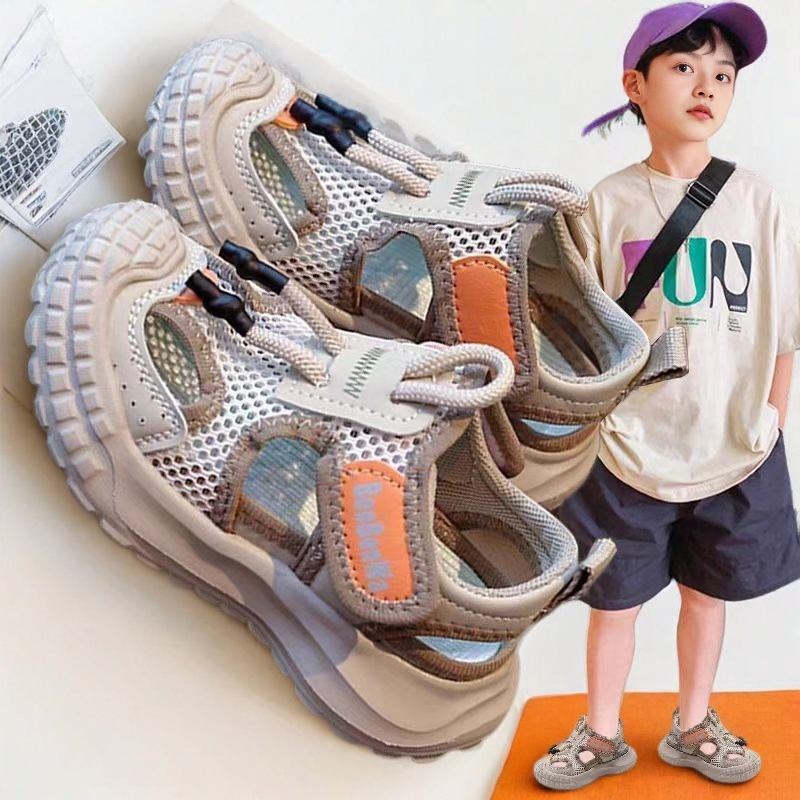 Children's Shoes Boys Sandals Summer 2025 New Hollow Soft Sole Children's Single Mesh Shoes Boys Lightweight Breathable Sports Shoes