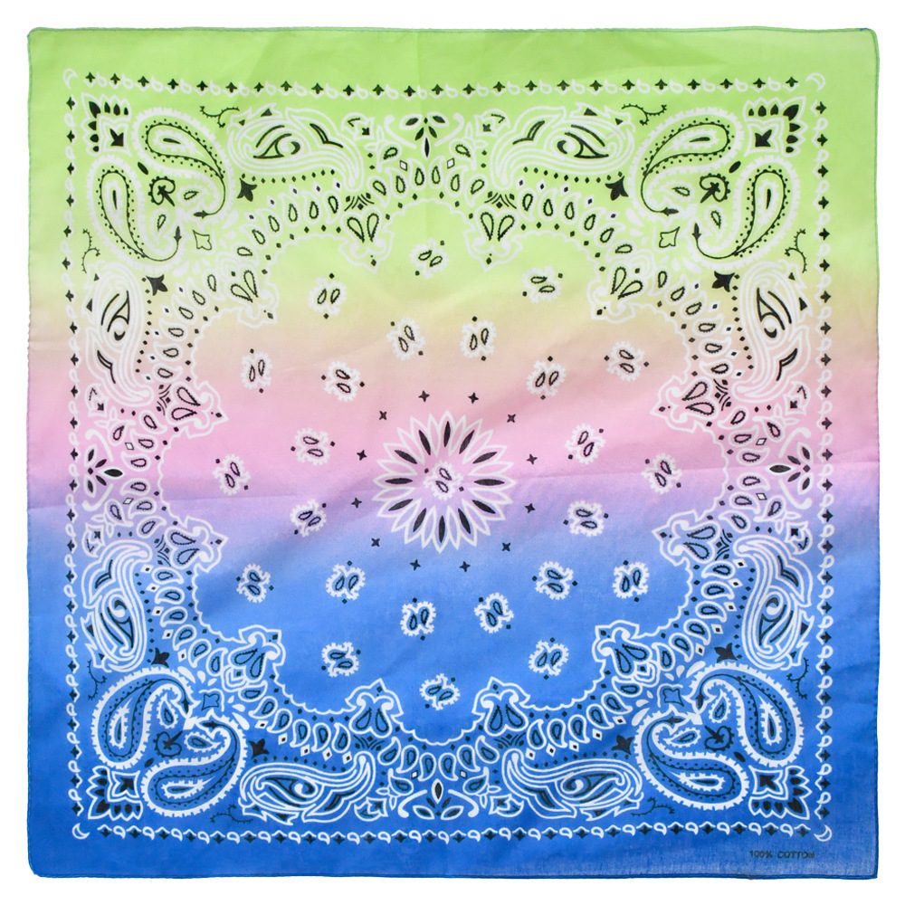 Picture of New Korean version of cotton gradient sweat-absorbent breathable turban sports outdoor riding scarf printed square scarf wholesale