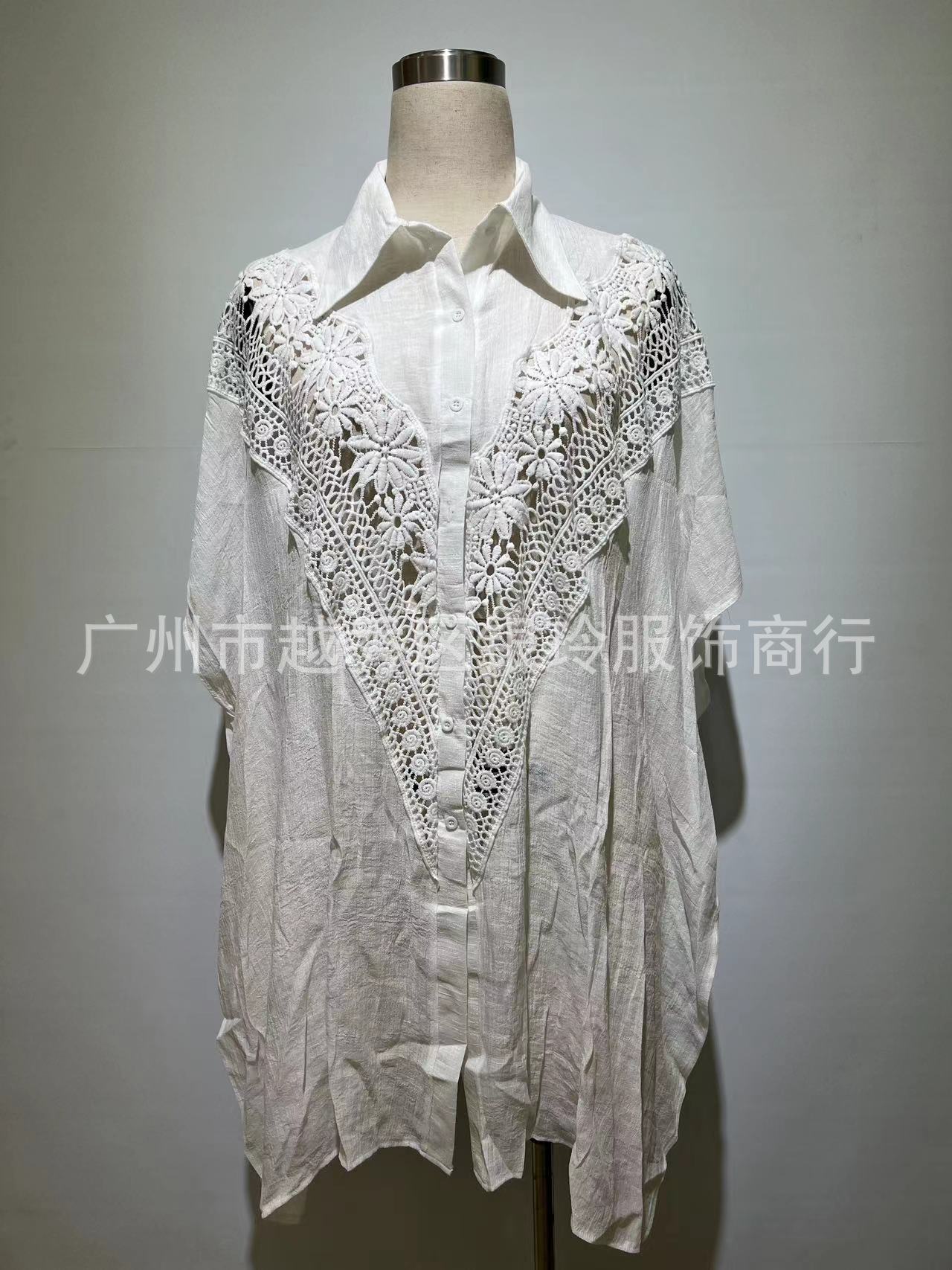 Picture of European and American Bohemian Style Hand Hook Stitching Slub Cloth Beach Swimsuit Hollow Knitted Blouse Bikini Sunscreen