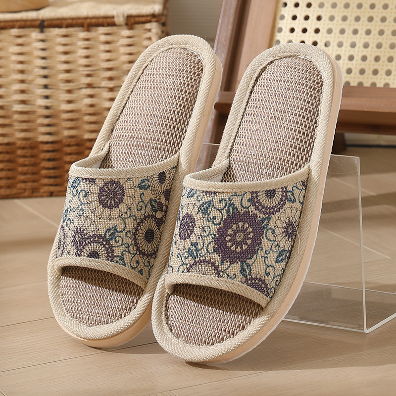 Picture of 2025 New Hotel Cotton and Linen Slippers for Women Spring, Autumn and Summer Home Couples Linen Thick-Soled Four Seasons Sandals and Slippers