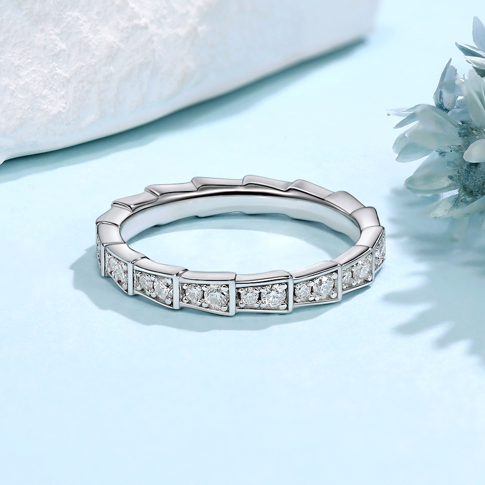 Picture of Cross-border Foreign Trade Full Diamond Snake Bone Rings S925 Sterling Silver Plated 18K Gold Seiko Moissanite Ring Design Sense Female Ring