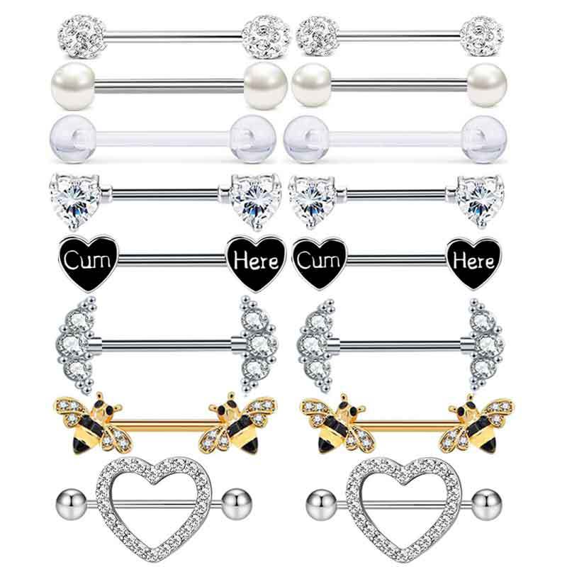 Cross-border new stainless steel zircon NIPPLE ring 9 pairs suit combination NIPPLE nail tongue nail puncture jewelry popular NIPPLE
