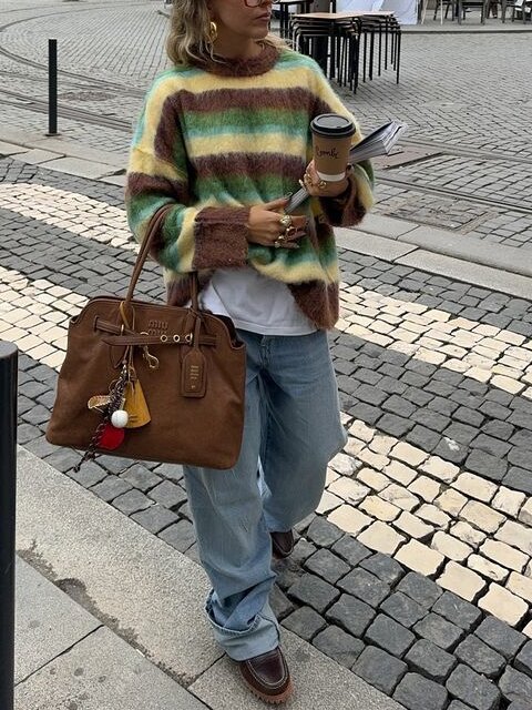 Picture of Spot European and American Cross-Border 2024 Women's Autumn and Winter New Colorful Round Neck Stripesd Knitted Sweater Fashionable Loose Lazy Style