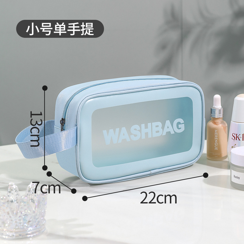 Picture of PU frosted waterproof cosmetic bag large capacity high-looking portable cosmetic storage bag wash swimming bag