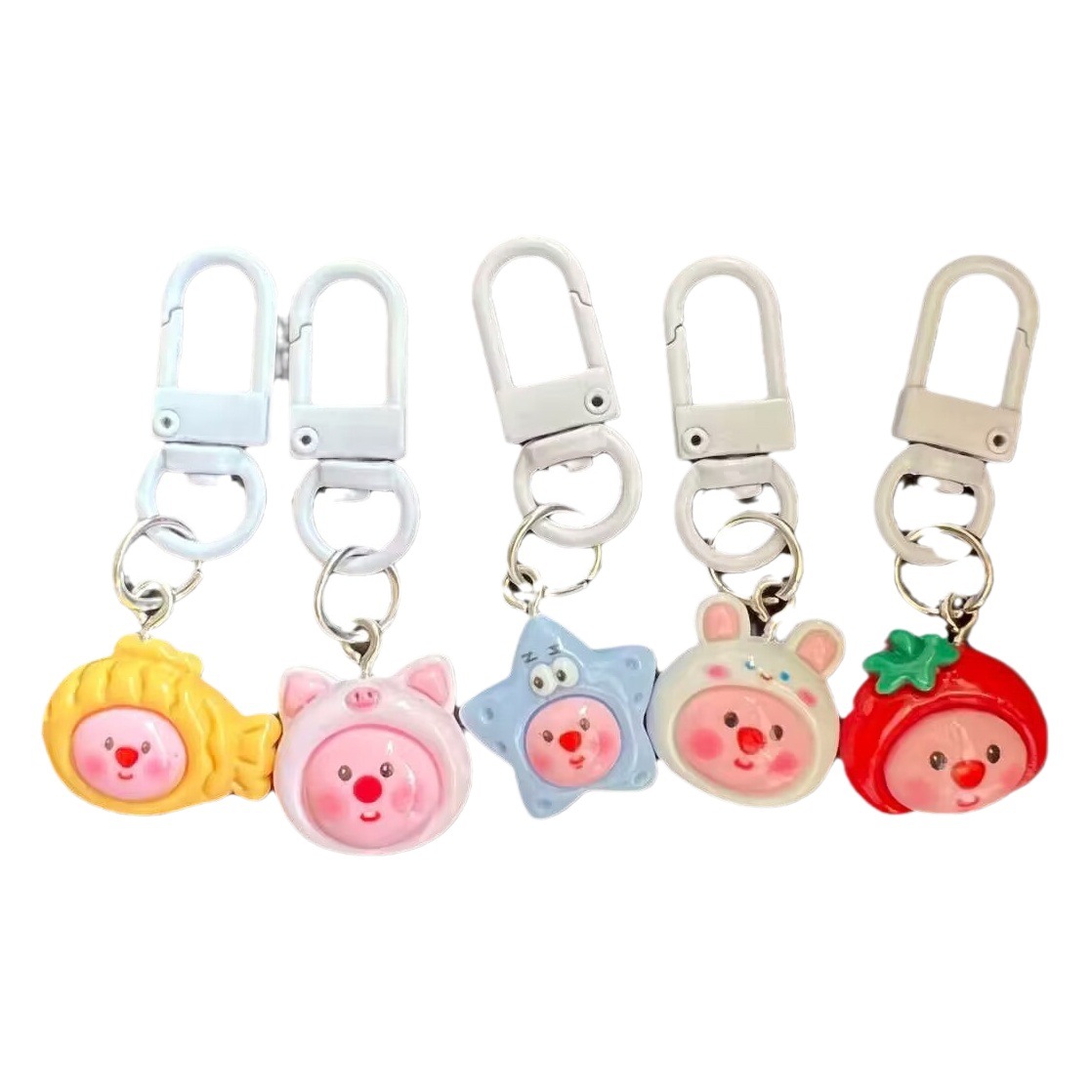 Big Head Beaver Dragon Teeth Buckle Girl Pendant Cartoon Little Doll Cute Little Fish Couple School Bag Accessory Key Hanging Accessory