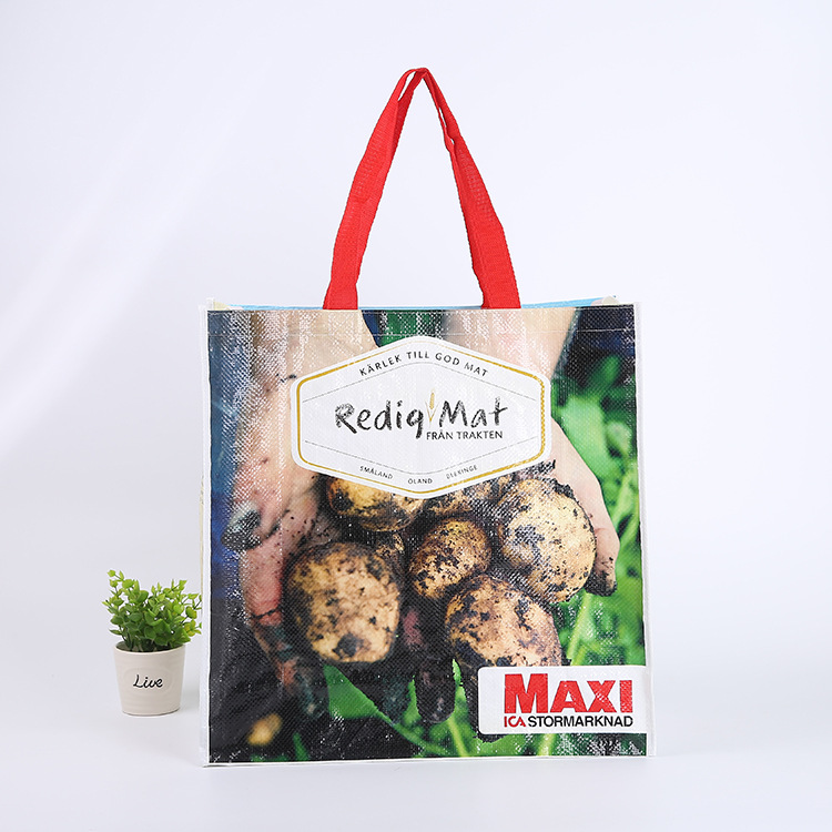 In-Stock Woven Shopping Bag, Three-Dimensional Supermarket Gift Advertising Tote Bag, Colorful Laminated Waterproof Snakeskin Bag, Heavy-Duty