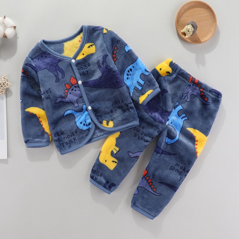 Picture of Baby suit Autumn and Winter Newborn Clothes Boys and Girls Baby Thermal Underwear suit Flannel Cardigan Two-piece Set