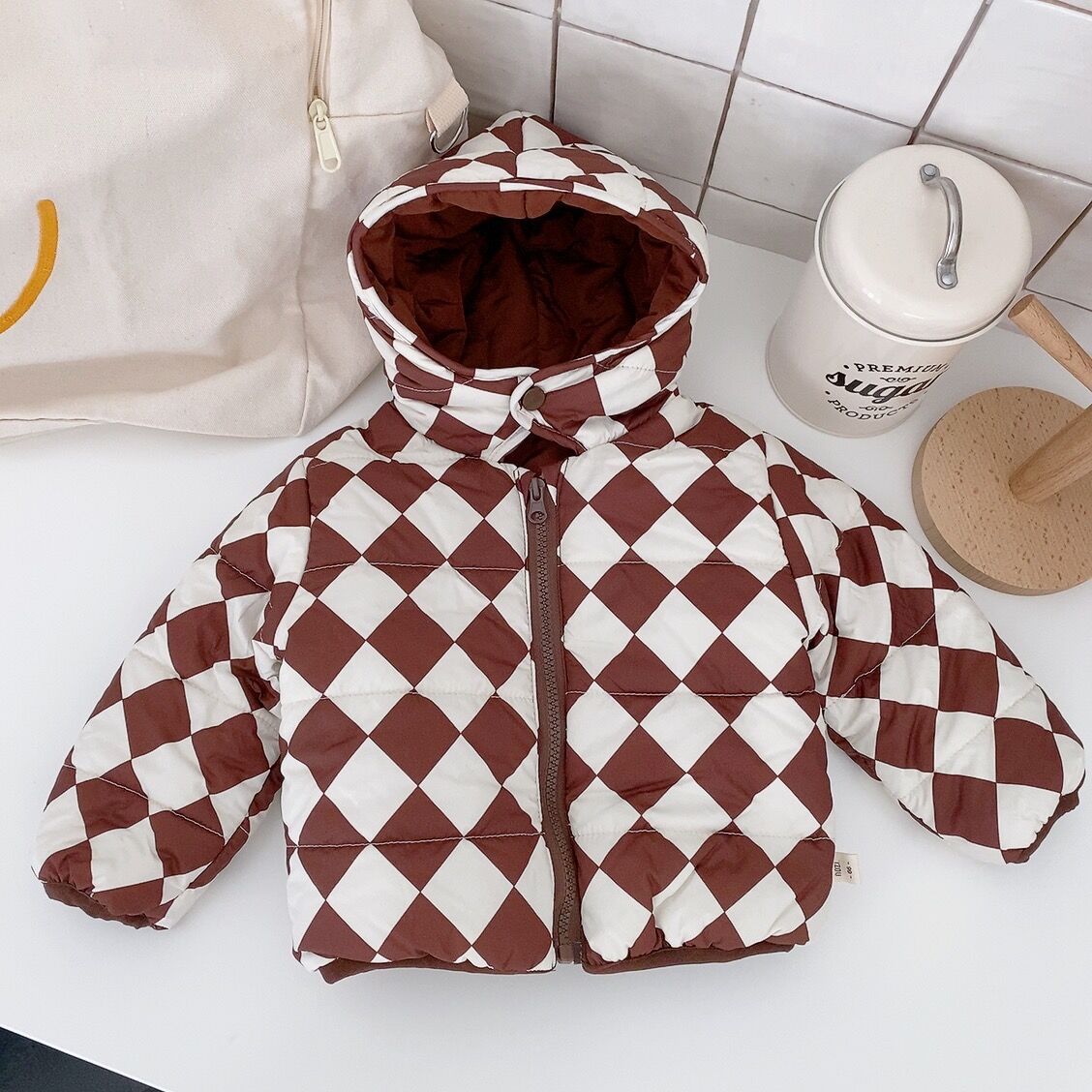 Picture of Children's winter outerwear cotton-padded clothes Korean style children's clothing baby hooded cotton-padded clothes baby winter clothes fleece-lined thickened cotton-padded clothes