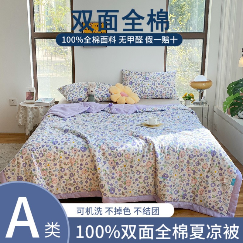 Picture of Class A double-sided cotton summer quilt air conditioning quilt 100 cotton summer quilt single-pair machine washable summer thin quilt wholesale