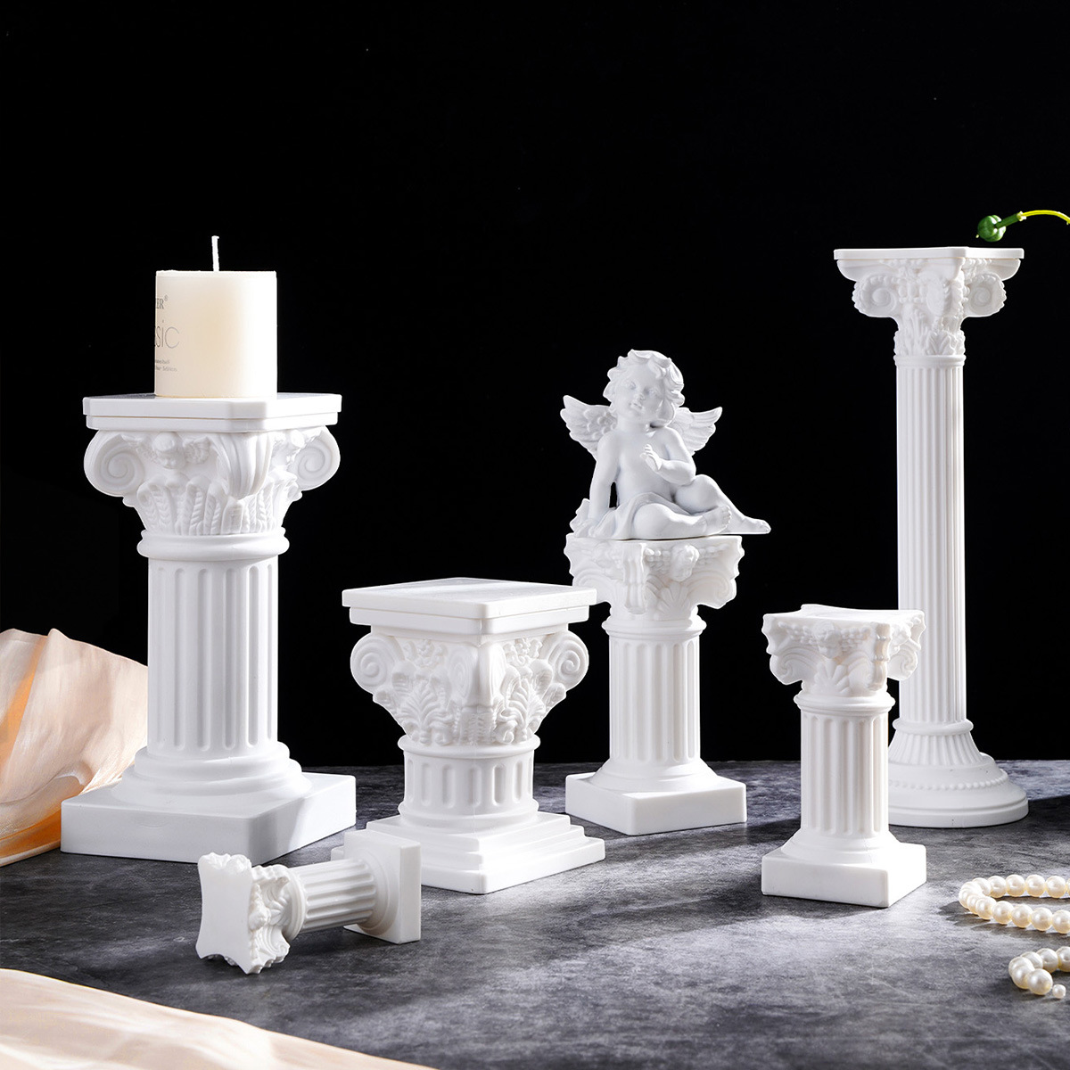 Picture of Nordic Roman Column Candlestick Little Angel Photo Props Background Home Living Room Desktop Decorations
