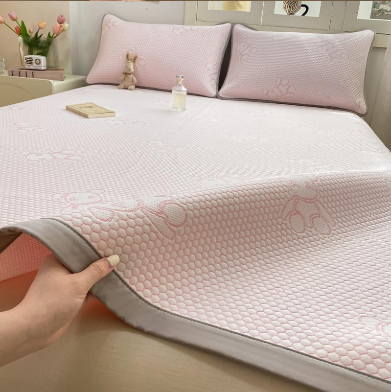 Picture of Class A Explosions Ice Beans Mat Bed Sheet Three-Piece Set Machine Washable Ice Silk Mat Latex Soft Mat Air-Conditioned Mat