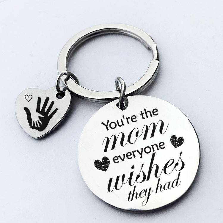 You're the mom everyone mother's day stainless steel lettering keychain cross-border source