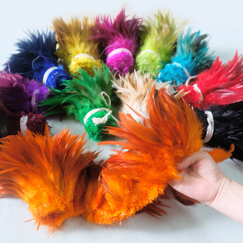 Feather wholesale 5-6 inch red pointed chicken feather tie string jewelry cat stick dream net decorative feather material