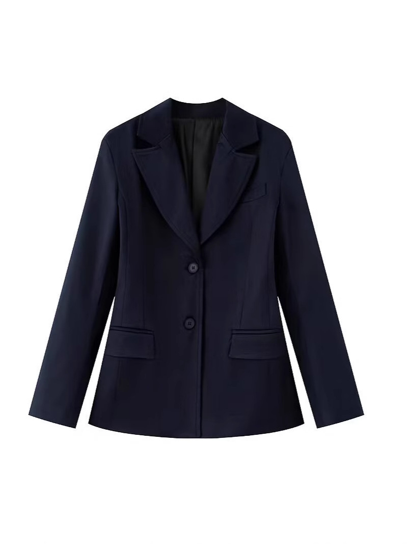 Picture of Zr Cross-Border 2025 Spring New Amazon European and American Fashion Casual Pure Color Single-Breasted Waist Suit Jacket